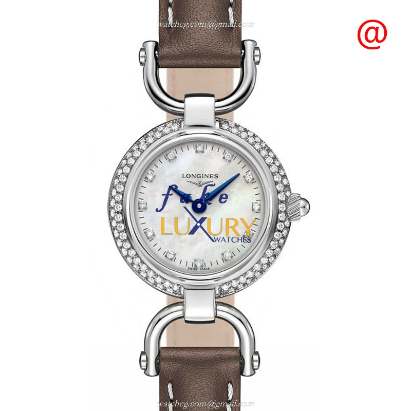 Longines L6.129.0.89.2 Replica Watch With Quartz Movement, White Mother of Pearl Dial, Brown - Luxury Replica Watch