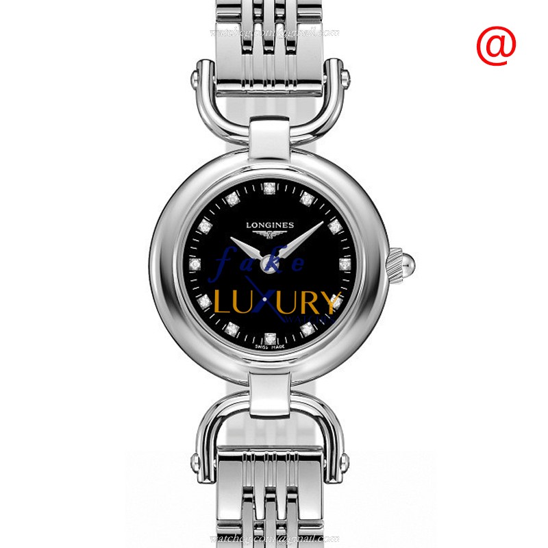 Longines L6.129.4.57.6 Replica Watch, Quartz, 23mm Black Dial, Stainless Steel Bracelet