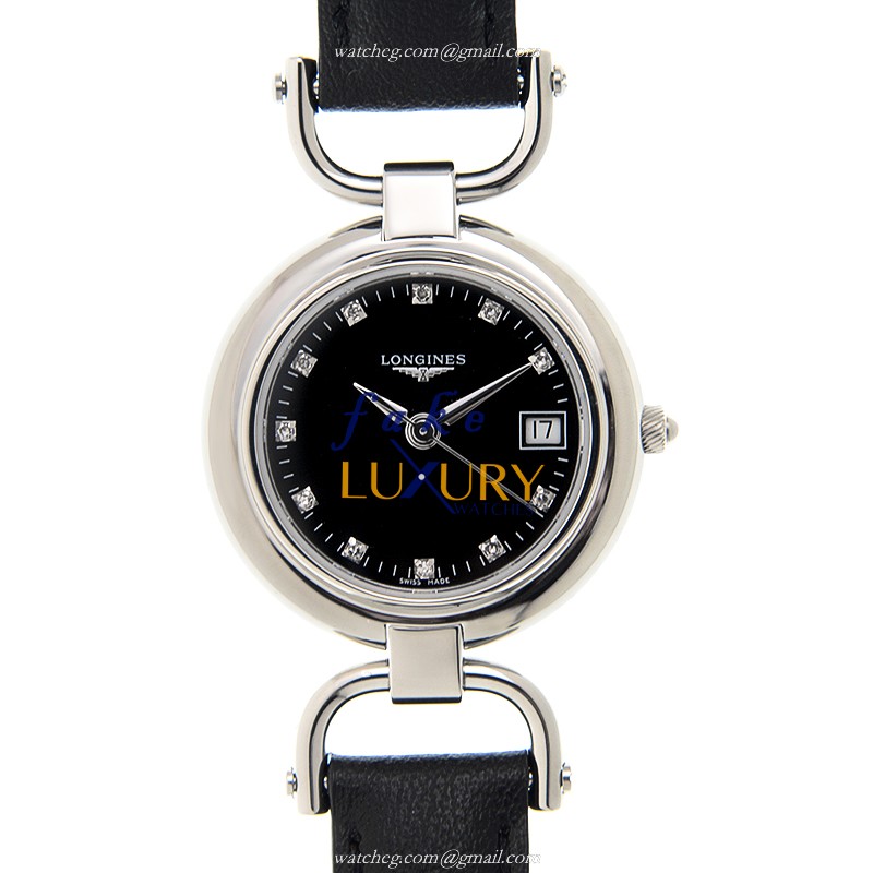 Longines L6.130.4.57.0 Replica Watch, Quartz Movement, Black Dial, 26.5mm Steel Case - Luxury Replica Watch