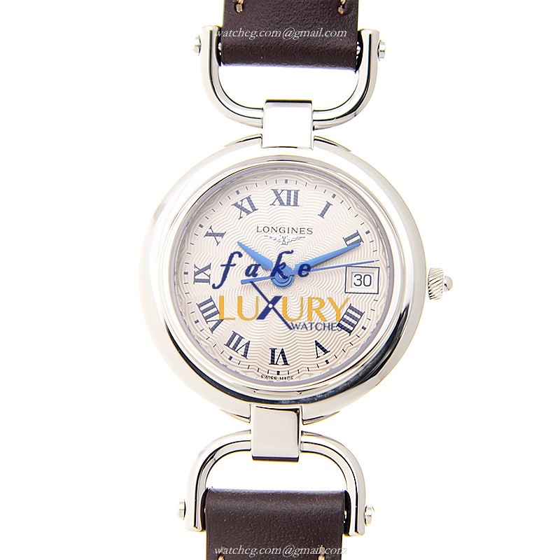 Longines L6.130.4.71.2 Equestrian Quartz Stainless Steel White Dial Brown Strap Replica Watch