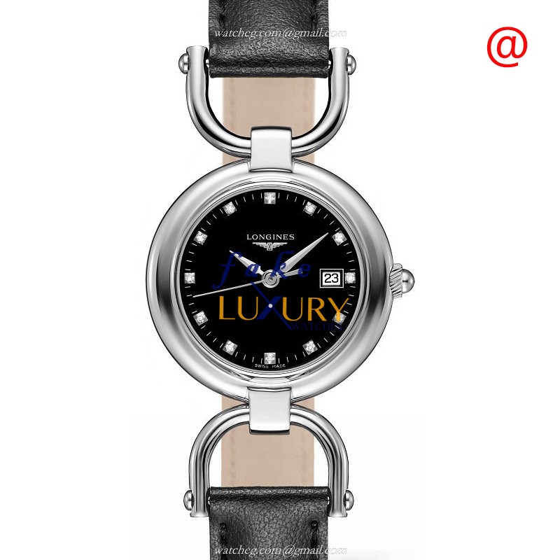 Longines L6.131.4.57.0 Equestrian Quartz Stainless Steel Replica Watch - Black Dial - L152 Caliber