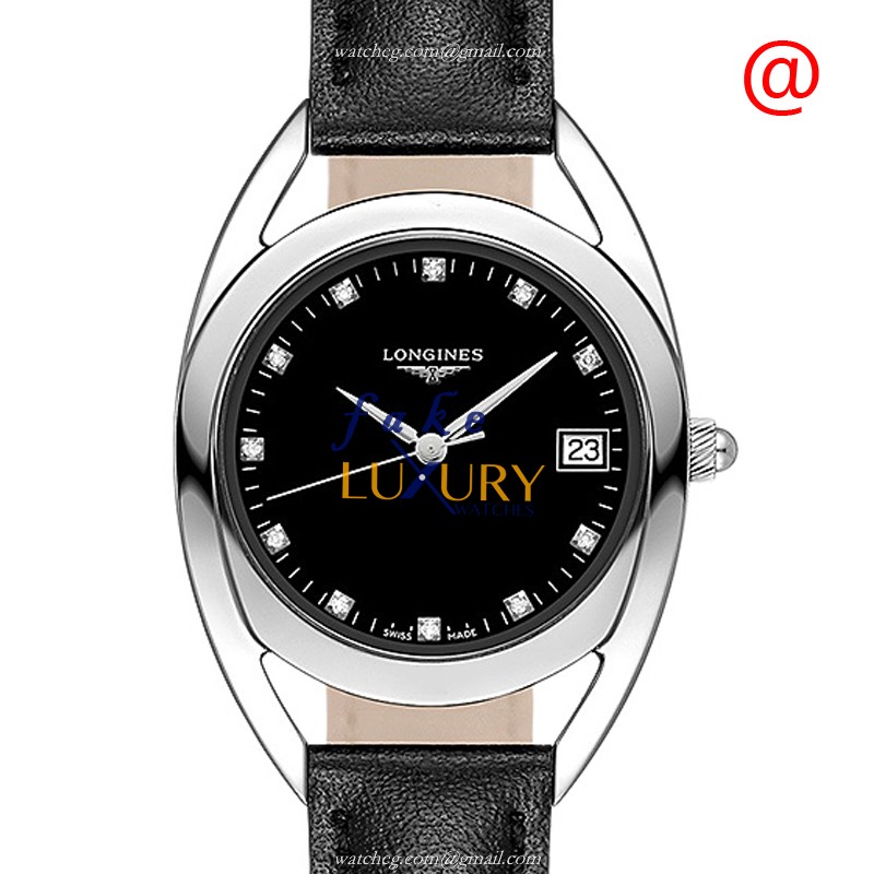 Longines L6.135.4.57.0 Equestrian Quartz Stainless Steel Replica Watch - Swiss Movement, Black Dial - Luxury Replica Watch