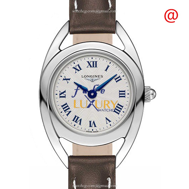 Longines L6.135.4.71.2 Replica Watch, Quartz Movement, Silver Dial, Steel Case, Brown Leather Strap