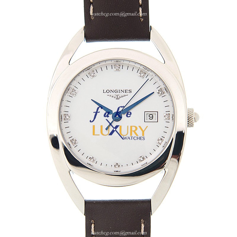 Longines L6.137.4.87.2 Equestrian Replica Watch - Quartz - 26mm Steel Case - White Dial - Leather