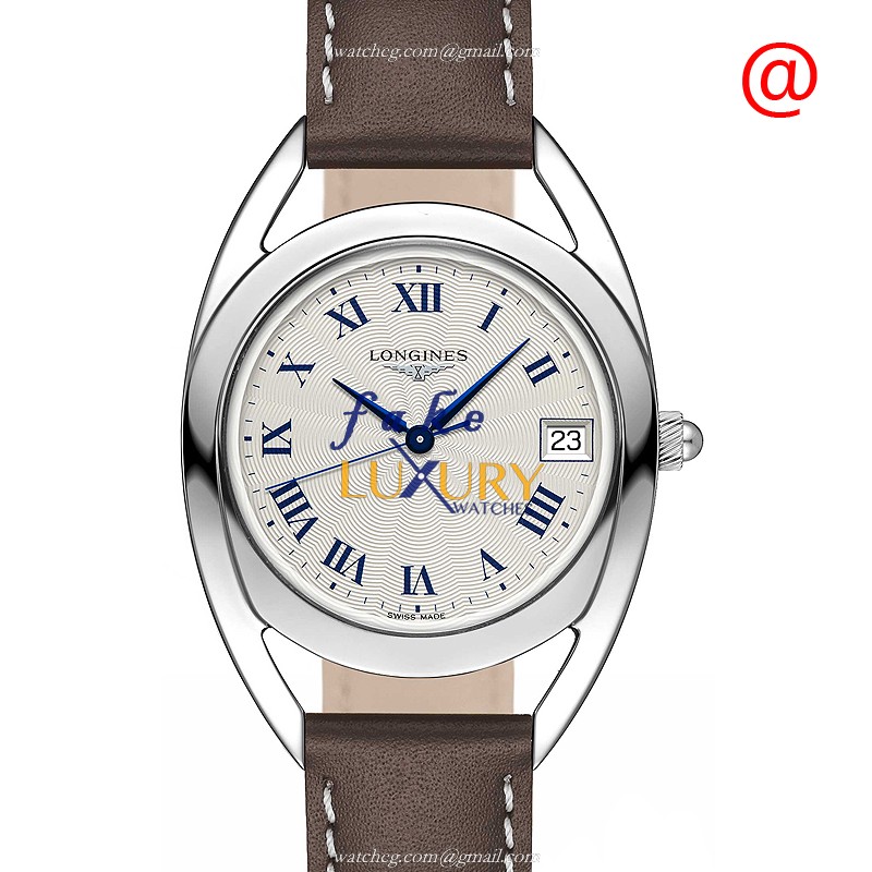Longines L6.138.4.71.2 Replica Watch, Silver Dial, Steel Case, Brown Leather Strap