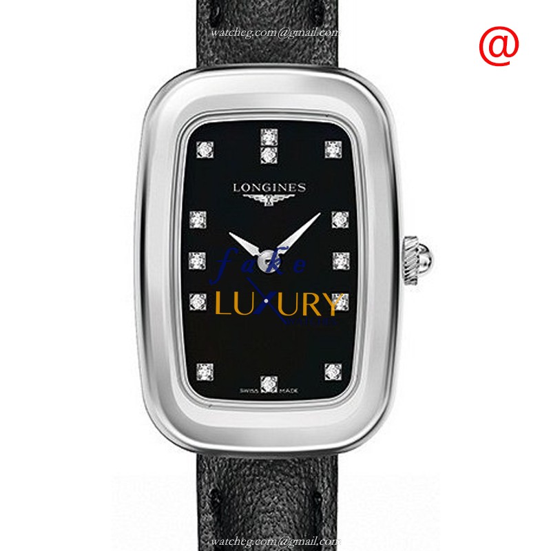 Longines L6.140.4.57.0 Equestrian Replica Watch - Quartz - Black Dial - Leather Strap - Steel Case - Luxury Replica Watch