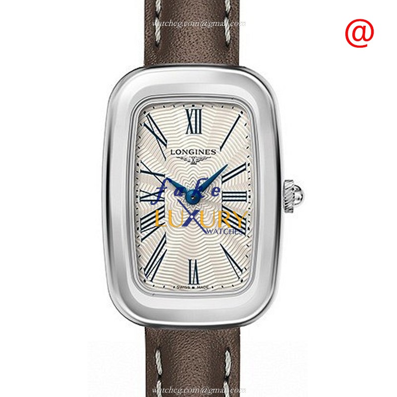 Longines L6.140.4.71.2 Replica Watch, Quartz, Silver Dial, 19.2mm Steel Case, Brown Leather Strap