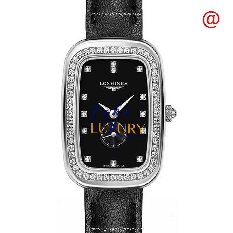 - L6.141.0.57.0 LONGINES EQUESTRIAN Quartz Replica Watch - Stainless Steel & Diamonds - Black - Luxury Replica Watch