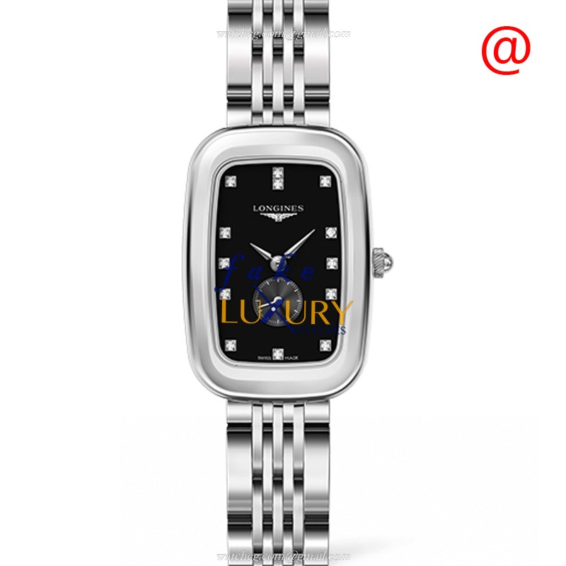 Longines L6.141.4.57.6 Equestrian Quartz Stainless Steel Diamonds Black Dial Replica Watch - Luxury Replica Watch