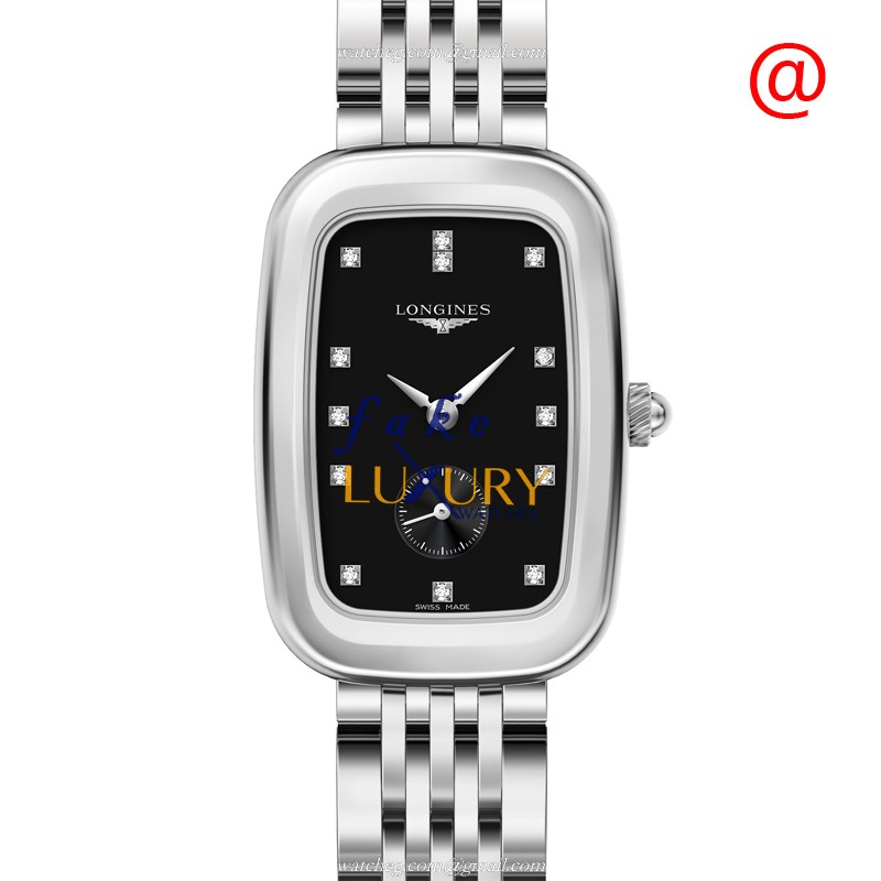 Longines L6.142.4.57.6 Equestrian Quartz Replica Watch, Black Dial, Silver Band, Stainless Steel - Luxury Replica Watch