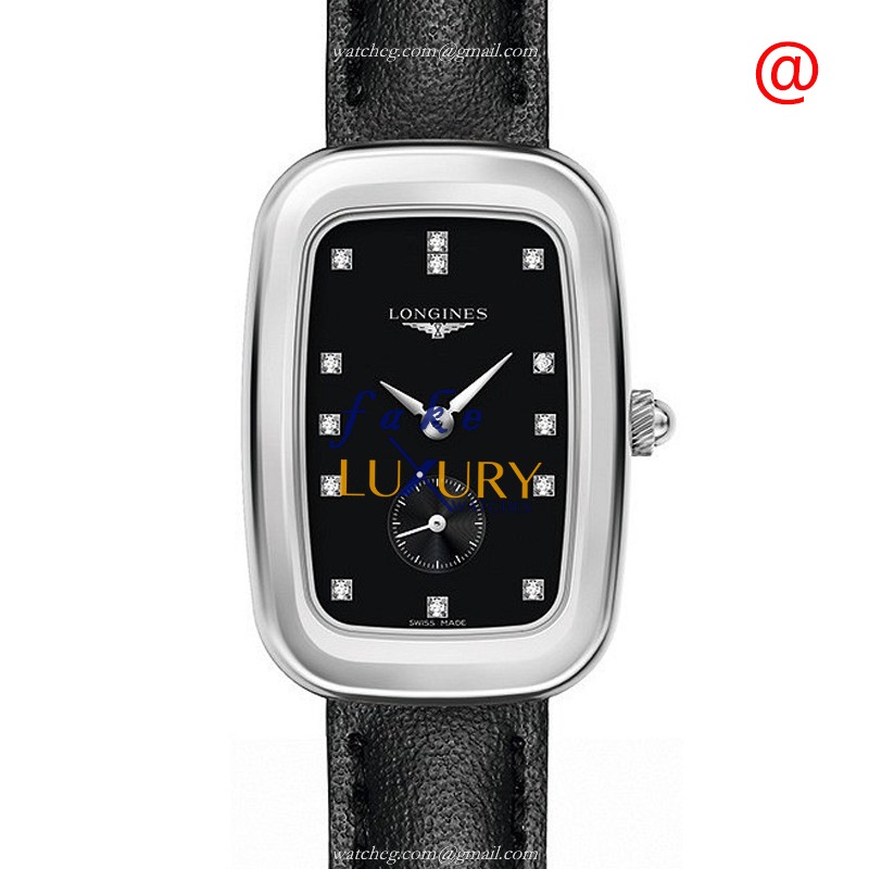 Longines L6.143.4.57.0 Equestrian Quartz Black Dial Leather Strap | Steel | Replica Watch