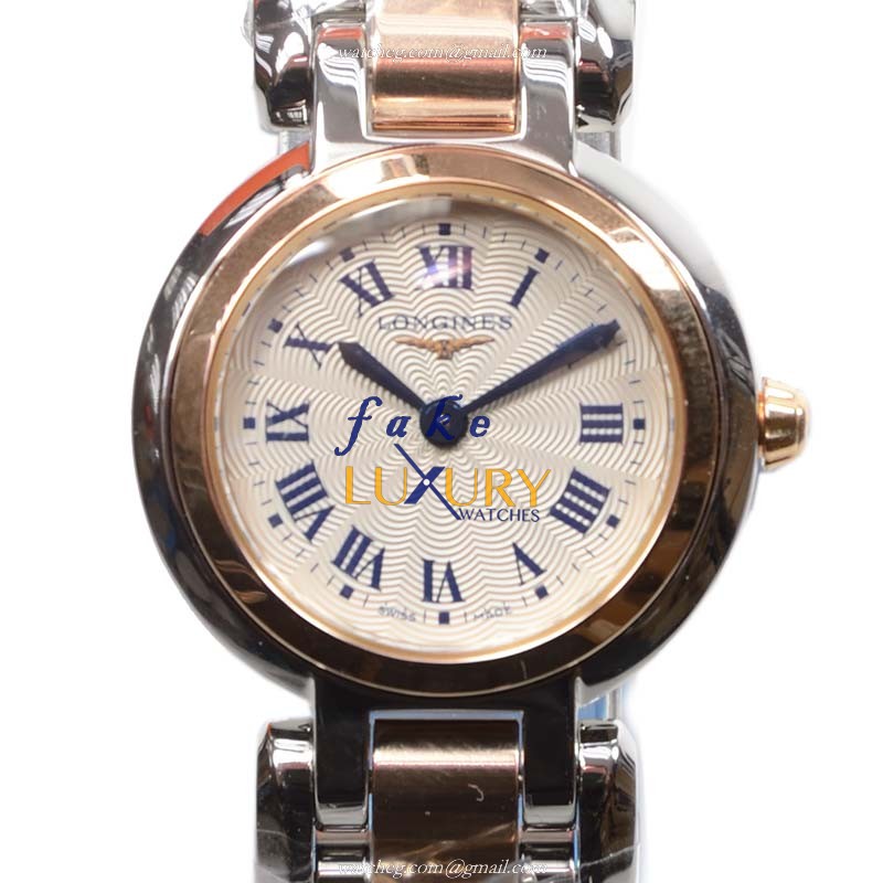 Longines L8.109.5.78.6 Prima Luna Quartz 18kt Rose Gold Steel Silver Dial Replica Watch