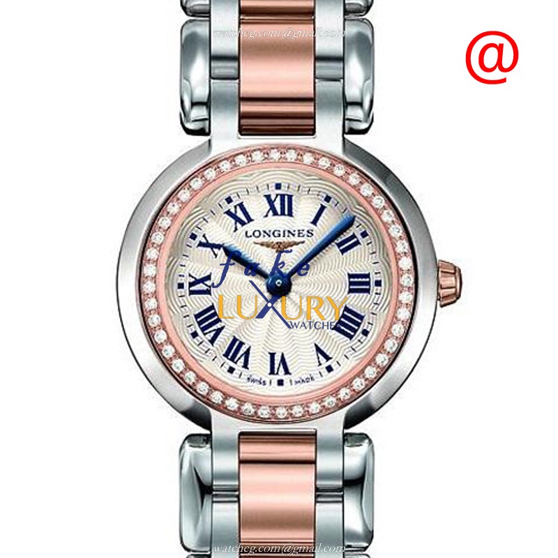 Longines L8.109.5.79.6 Equestrian Replica Watch, Quartz, Silver Dial, 18kt Rose Gold & Diamond Case