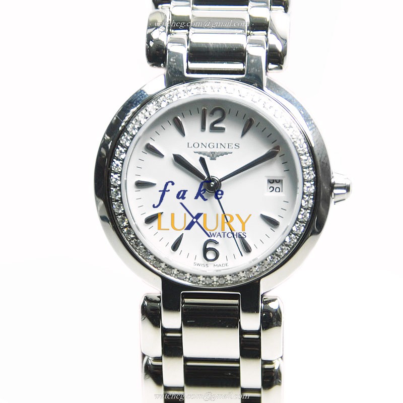 Longines L8.110.0.16.6 PRIMA LUNA Quartz Stainless Steel Replica Watch, White Dial, Silver Strap - Luxury Replica Watch