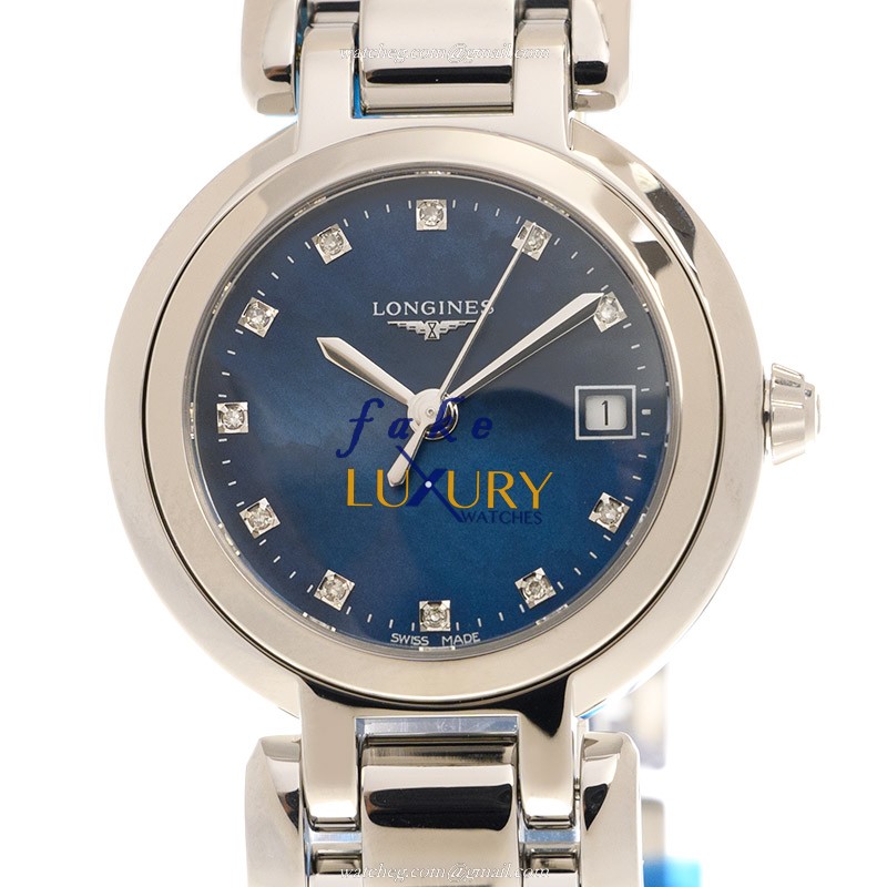 Longines L8.110.4.98.6 PRIMA LUNA Quartz Stainless Steel Blue Dial Sapphire Crystal Replica Watch