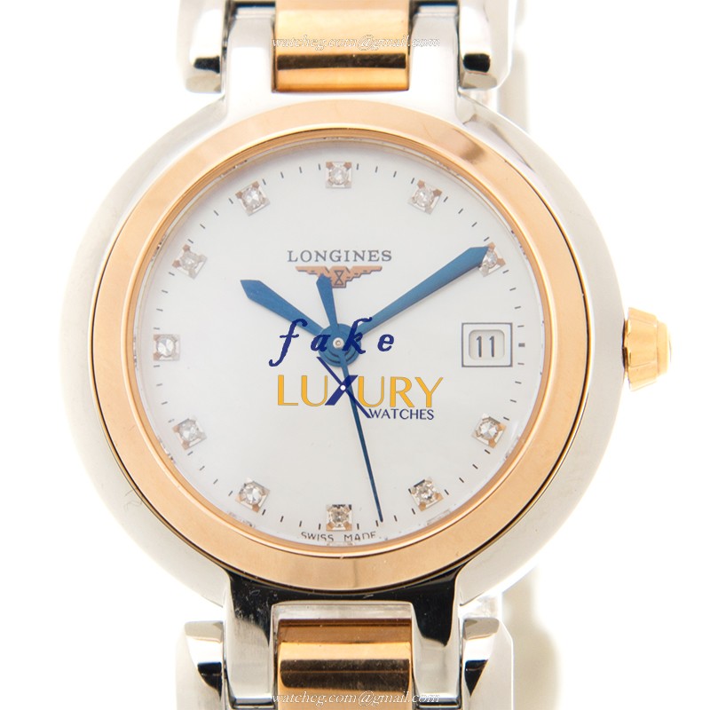 Longines L8.110.5.87.6 PRIMA LUNA Quartz 18kt Rose Gold & Steel | Replica Watch
