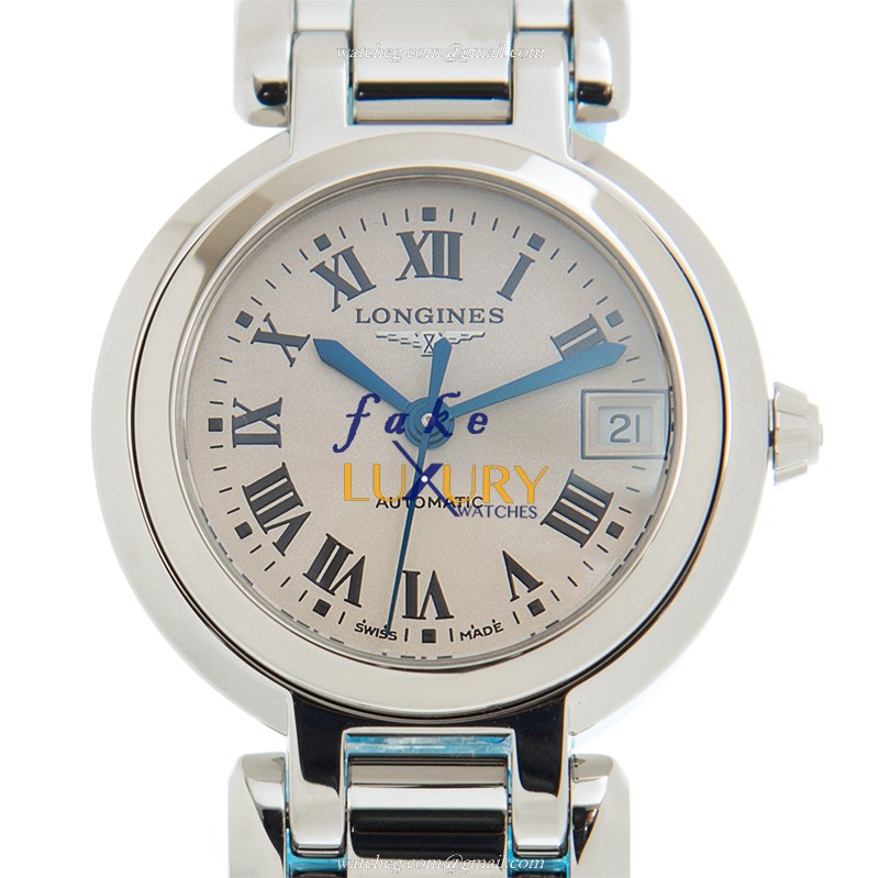 Longines L8.111.4.71.6 PRIMA LUNA Automatic Stainless Steel Replica Watch - White Dial, Silver Strap