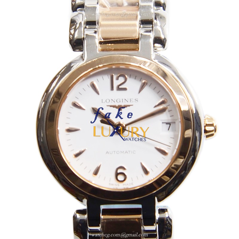 Longines L8.111.5.16.6 Replica Watch, Automatic Movement, White Dial, Rose Gold Steel