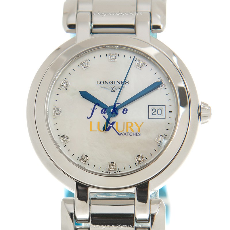 Longines L8.112.4.87.6 Replica Watch, Quartz Movement, White Mother of Pearl Dial, Steel Bracelet - Luxury Replica Watch