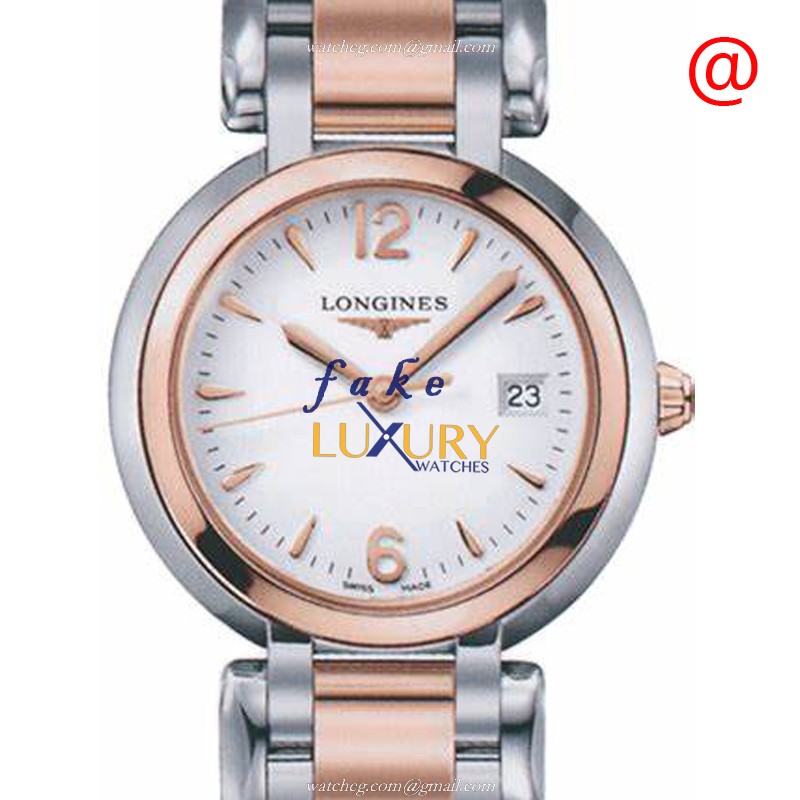 Longines L8.112.5.16.6 Prima Luna Replica Watch Quartz Movement 18kt Rose Gold Steel White Dial