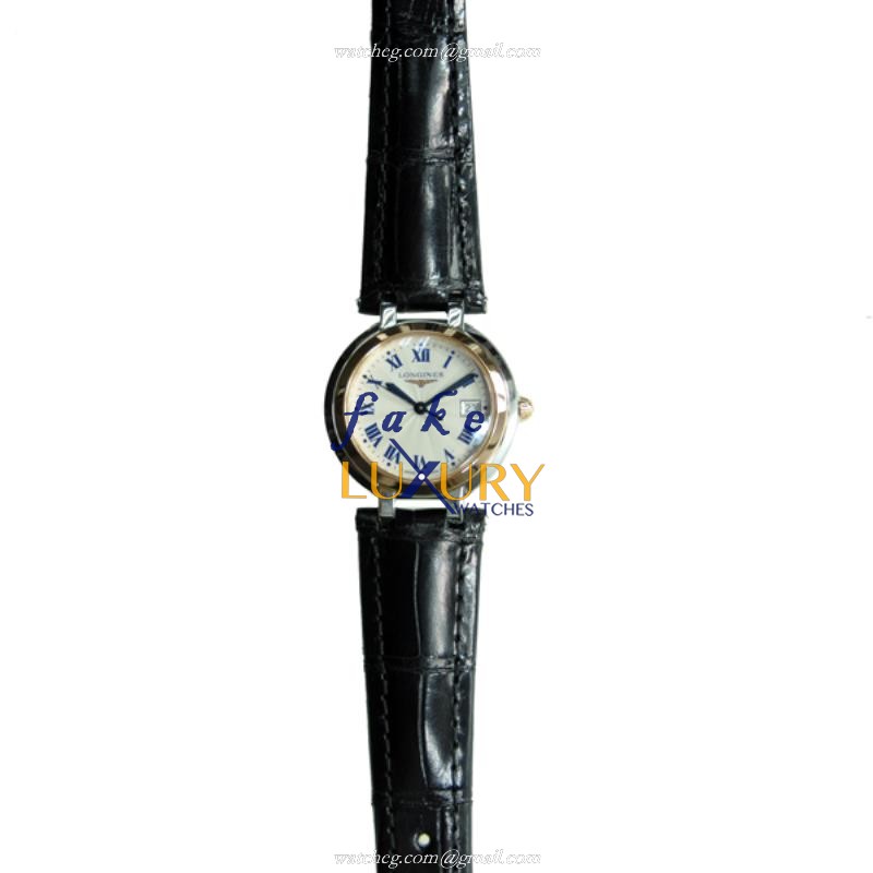 Longines L8.112.5.78.2 Prima Luna Replica Watch, Quartz, 18kt Gold & Steel Case, Silver Dial