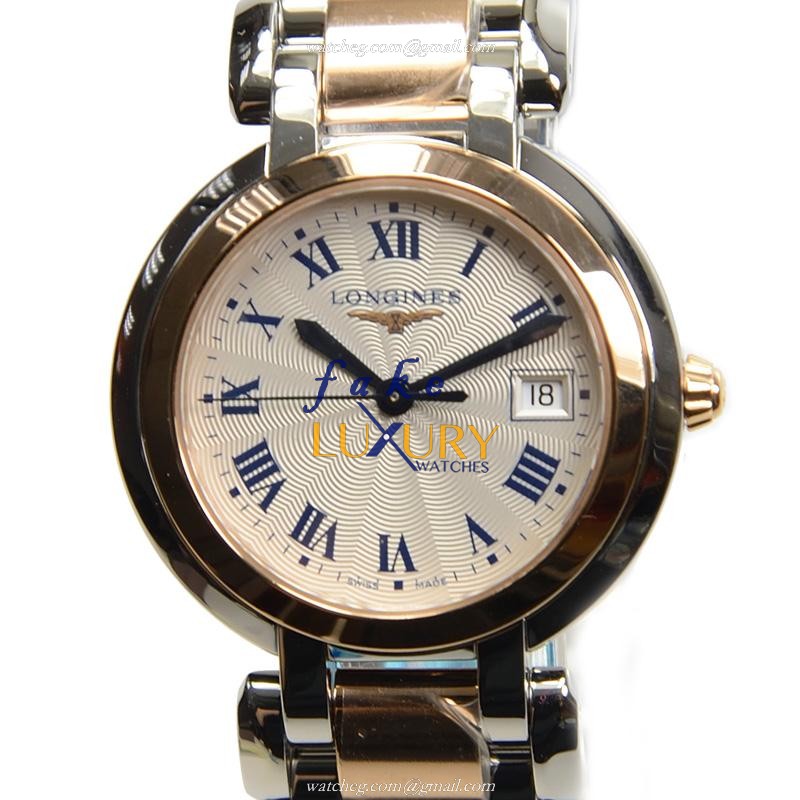 Longines L8.112.5.78.6 PRIMA LUNA Quartz 18kt Rose Gold & Steel Replica Watch | 30mm Case