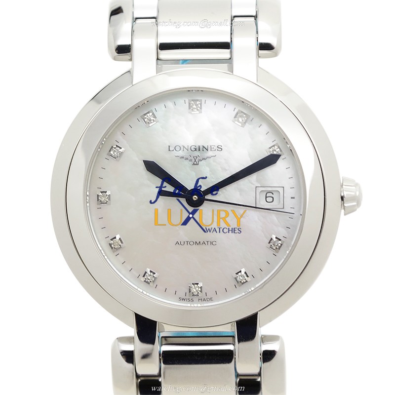 Longines L8.113.4.87.6 Prima Luna Replica Watch, Automatic, White Mother of Pearl Dial, Steel