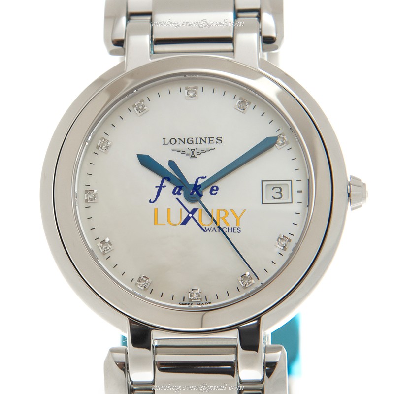 Longines L8.114.4.87.6 Prima Luna Replica Watch With Quartz Movement White Mother Of Pearl Dial