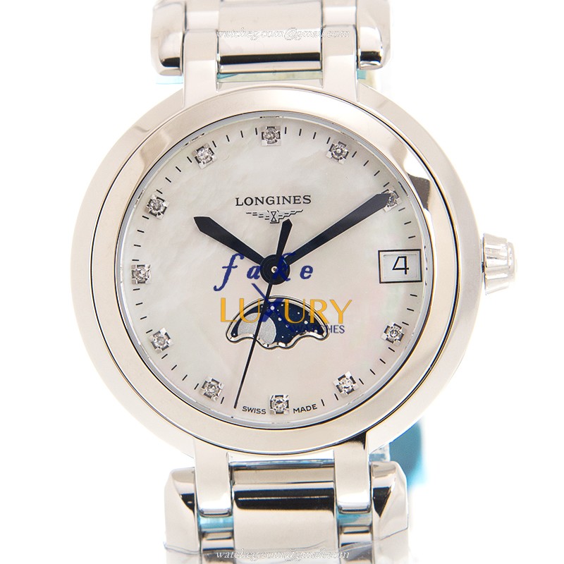 Longines L8.115.4.87.6 PRIMA LUNA Quartz Stainless Steel Replica Watch - 30mm White Dial Silver - Luxury Replica Watch