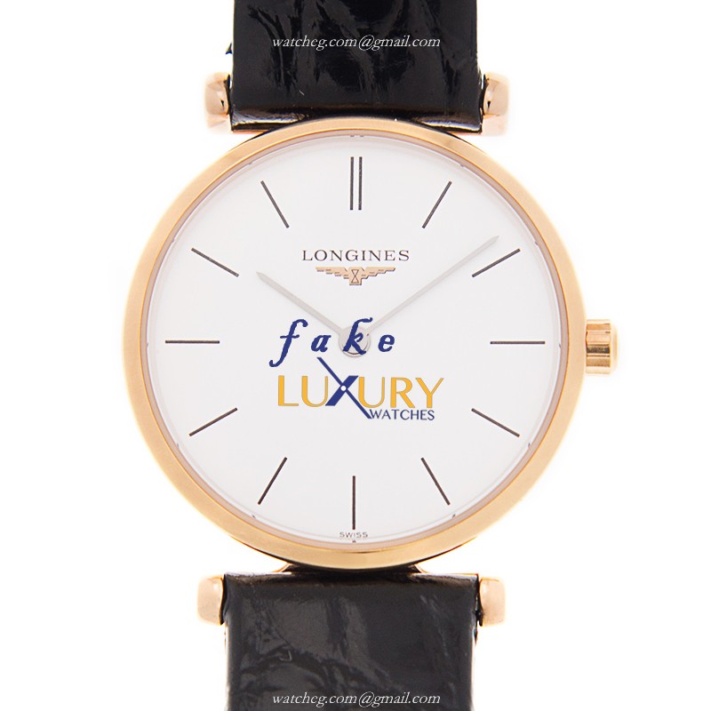 Longines LA GRANDE L4.209.1.92.2 Replica Watch Quartz Movement White Dial 18kt Rose Gold Steel