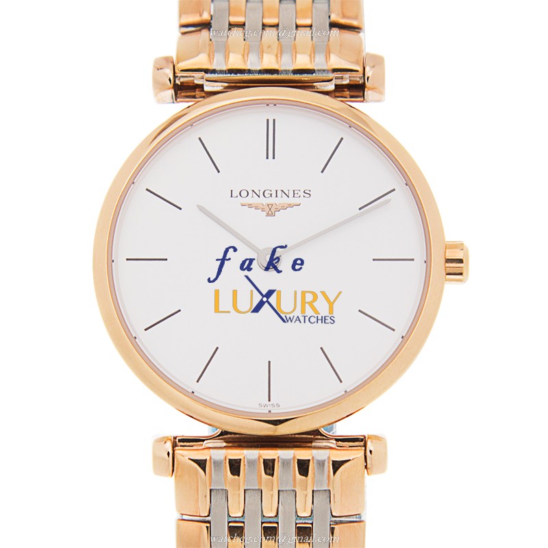 Longines La Grande L4.209.1.92.7 Replica Watch With Quartz Movement, White Dial, 18kt Rose Gold &