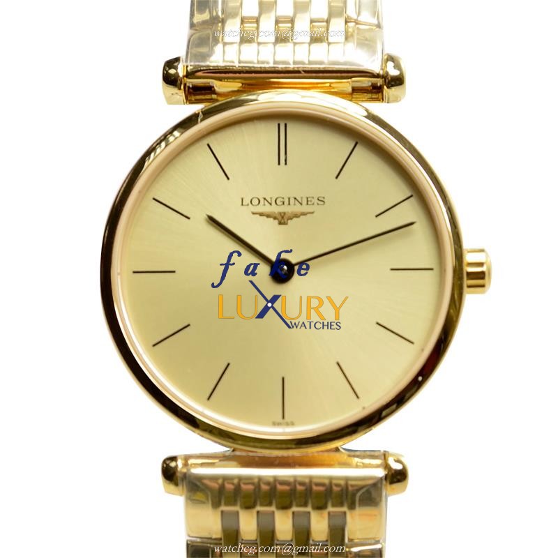 Longines La Grande L4.209.2.32.8 Quartz PVD Gold 24mm Gold Dial Replica Watch
