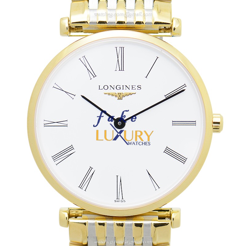 Longines La Grande L4.512.2.11.7 - Quartz - PVD Gold Case - White Dial - Replica Watch