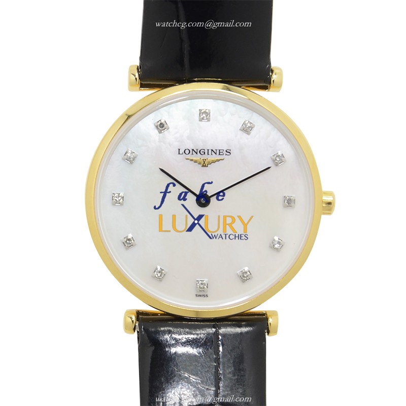 Longines La Grande L4.512.2.87.2 Replica Watch, Quartz Movement, White Mother of Pearl Dial, 18kt