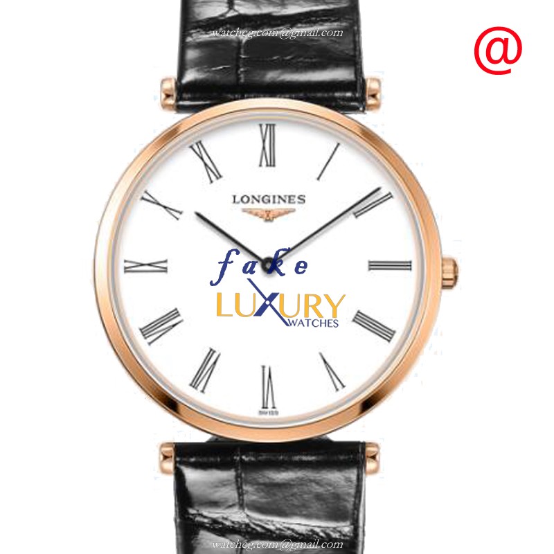 Longines La Grande L4.709.1.21.2 Quartz PVD Gold White Dial Alligator Strap Replica Watch