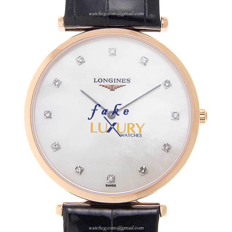 Longines La Grande L4.709.1.97.2 Replica Watch, 33mm Quartz, 18kt Rose Gold Case, White Dial