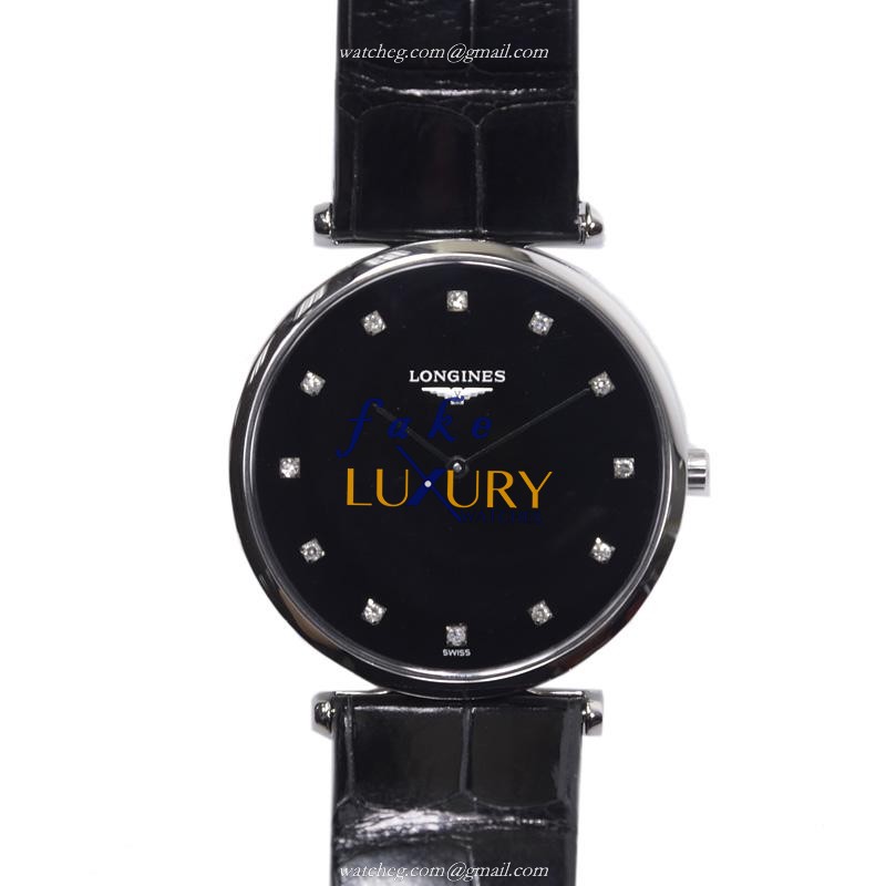 Longines La Grande L4.709.4.58.2 | Quartz | Black Dial | Alligator Strap | Replica Watch