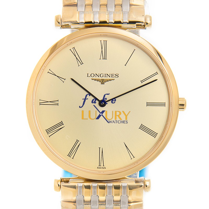 Longines La Grande Quartz Replica Watch L4.709.2.31.7, 18kt Gold & Steel Case, Gold Dial