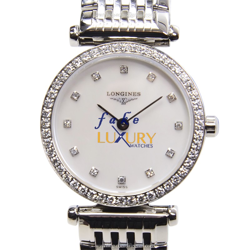 Longines La Grande Replica Watch L4.241.0.80.6, Quartz Movement, White Dial, Stainless Steel &