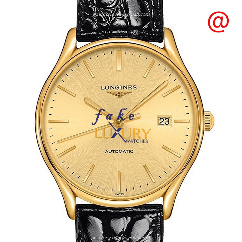Longines Lyre L4.960.2.32.2 Automatic PVD Gold Gold Dial Black Leather Replica Watch