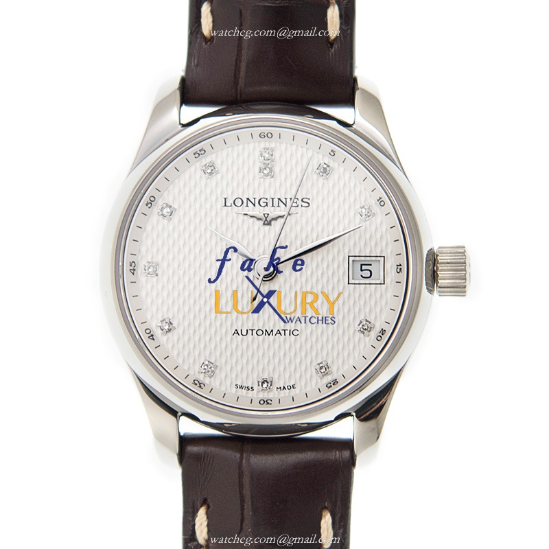 Longines Master L2.128.4.77.3 Automatic Stainless Steel Gold Dial Brown Alligator Strap Replica