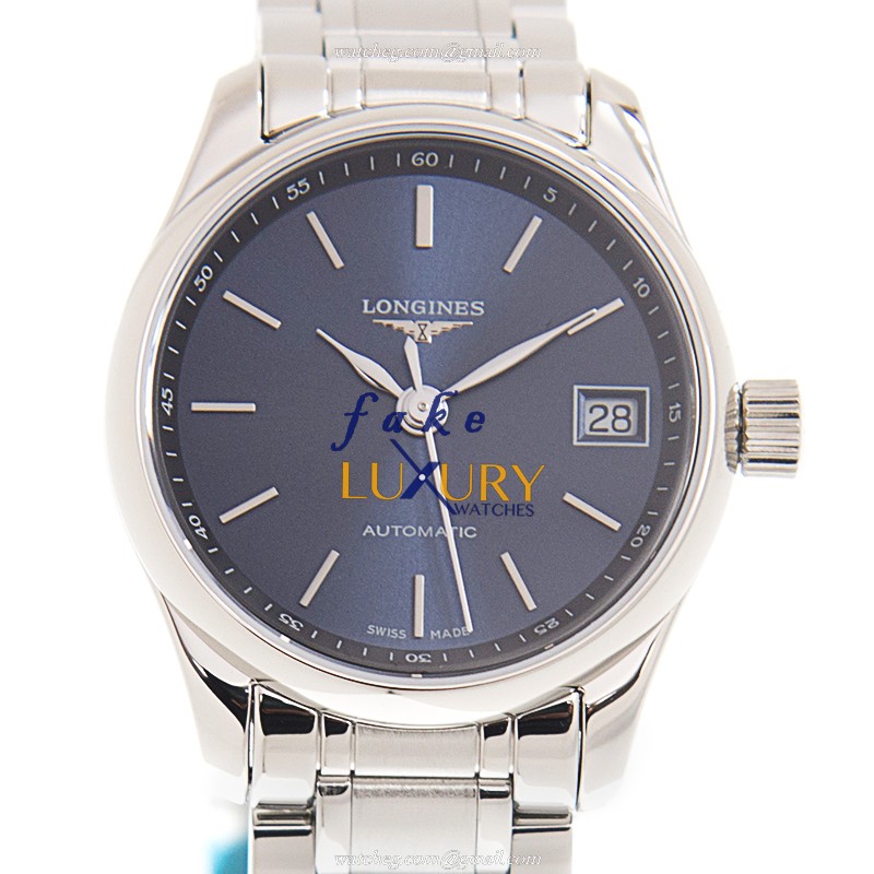 Longines MASTER L2.128.4.92.6 Automatic Blue Dial Replica Watch, Steel Case Bracelet