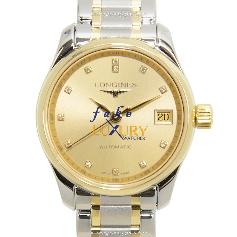 Longines Master L2.128.5.37.7 Automatic 18kt Gold & Steel Gold Dial Silver Strap Replica Watch