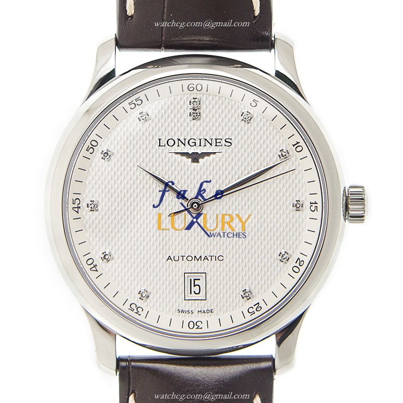 Longines Master L2.628.4.77.3 Automatic Silvery White Dial Brown Alligator Strap Replica Watch