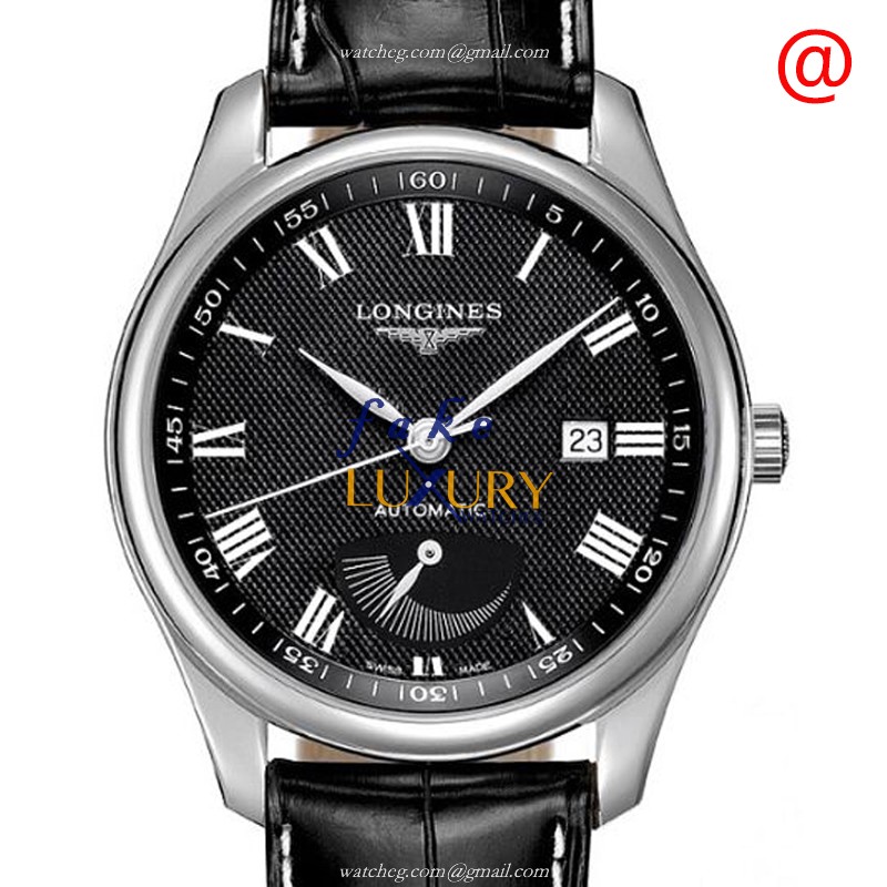 Longines MASTER L2.908.4.51.7 Automatic Stainless Steel Black Dial Alligator Strap Replica Watch