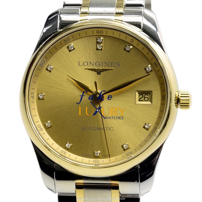 Longines MASTER Replica Watch L2.518.5.37.7, Automatic Movement, Gold Dial, 18kt Gold & Steel Case