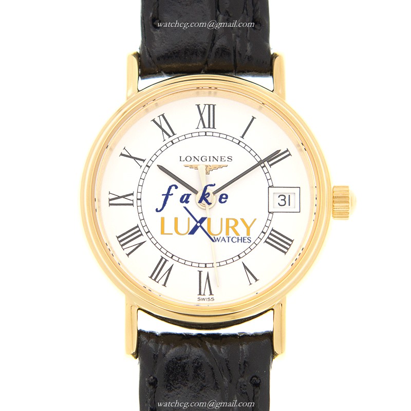 Longines PRESENCE L4.319.2.11.2 - White Dial - Gold-Plated Steel - Quartz Replica Watch
