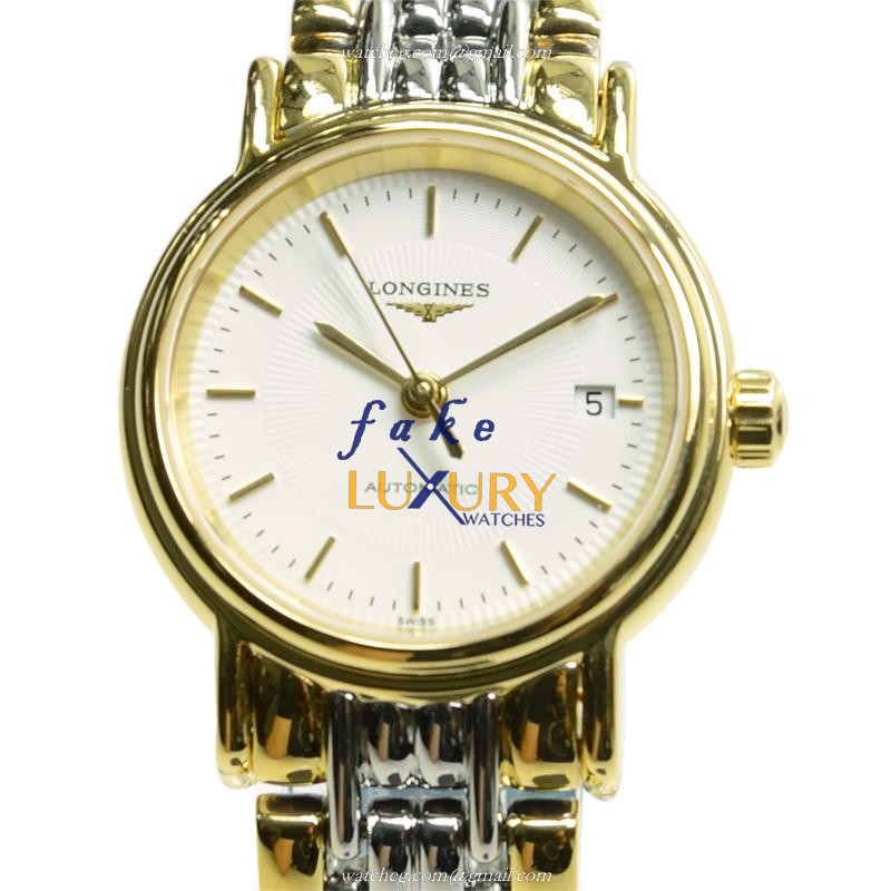 Longines PRESENCE L4.321.2.18.7 Automatic PVD Gold White Dial Silver Strap Replica Watch