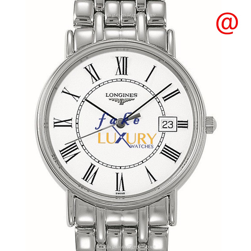 Longines Presence L4.819.4.11.6 Watch, Quartz Movement, White Dial, Silver Stainless Steel Strap