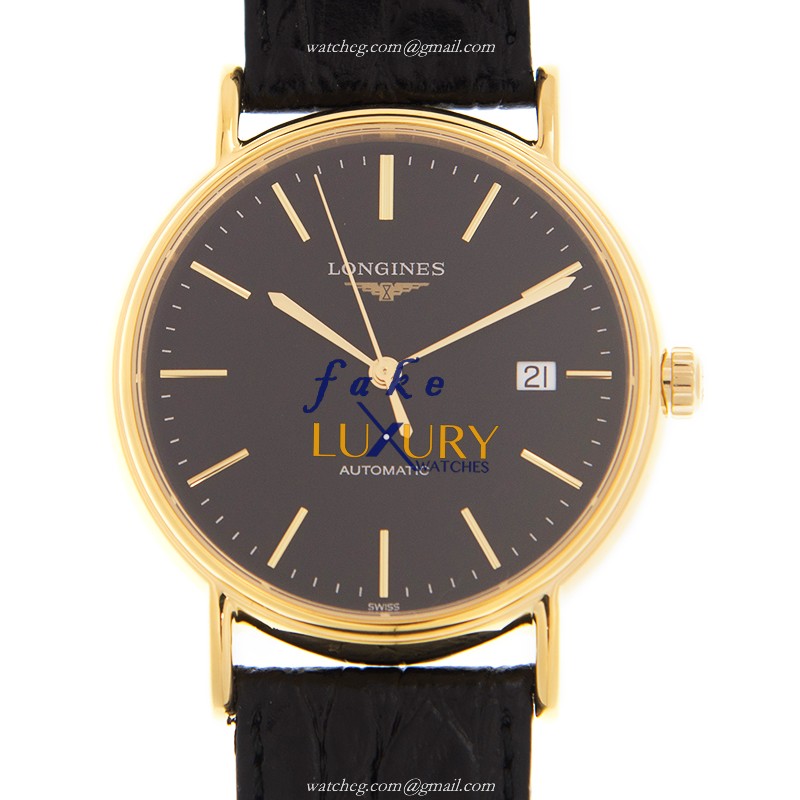 Longines PRESENCE L4.921.2.52.2 - Replica Watch - Automatic - PVD Gold Case - Black Dial
